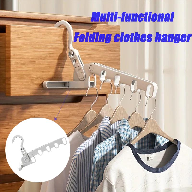 Portable Foldable Travel Hanger Clothes Quick Organizing Storage Travel Hanger with 5 Holes Suitable for Hotel Camping Travel