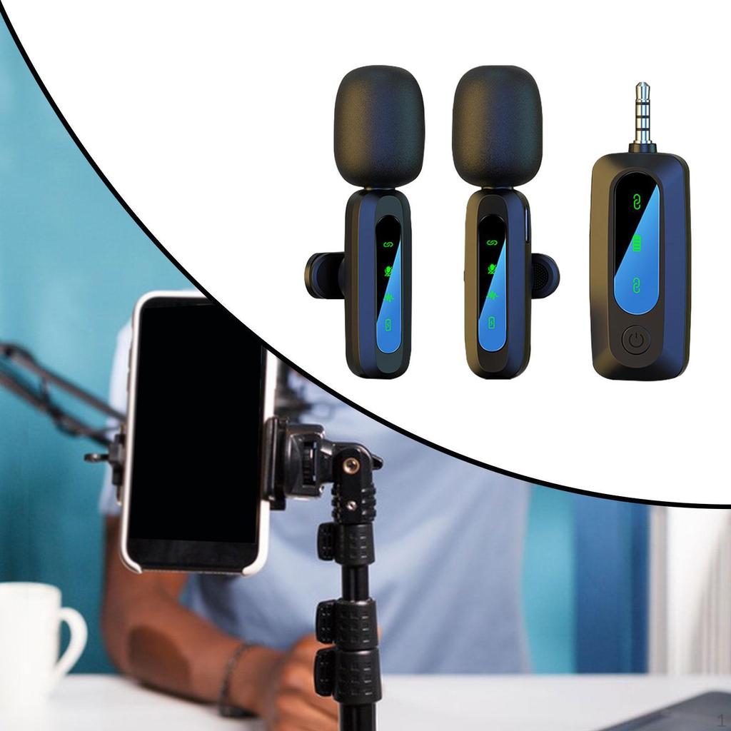 Lavalier Microphone with Receiver Lapel Mic for Vlog Video Recording Speaker