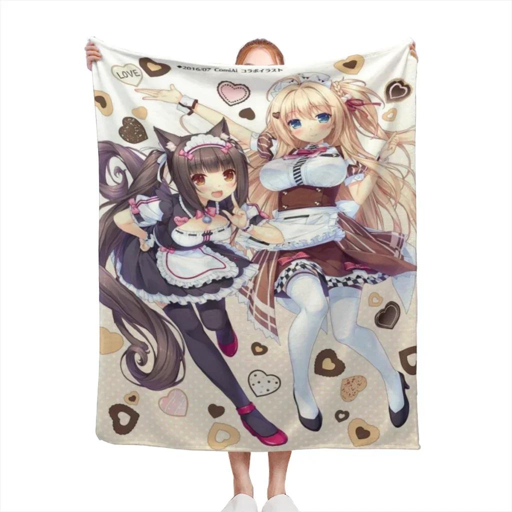 Anime Nekopara Kawaii Cute Comfortable Flannel Blanket Soft Throw for Couch Bed Warm Cozy Home Decor