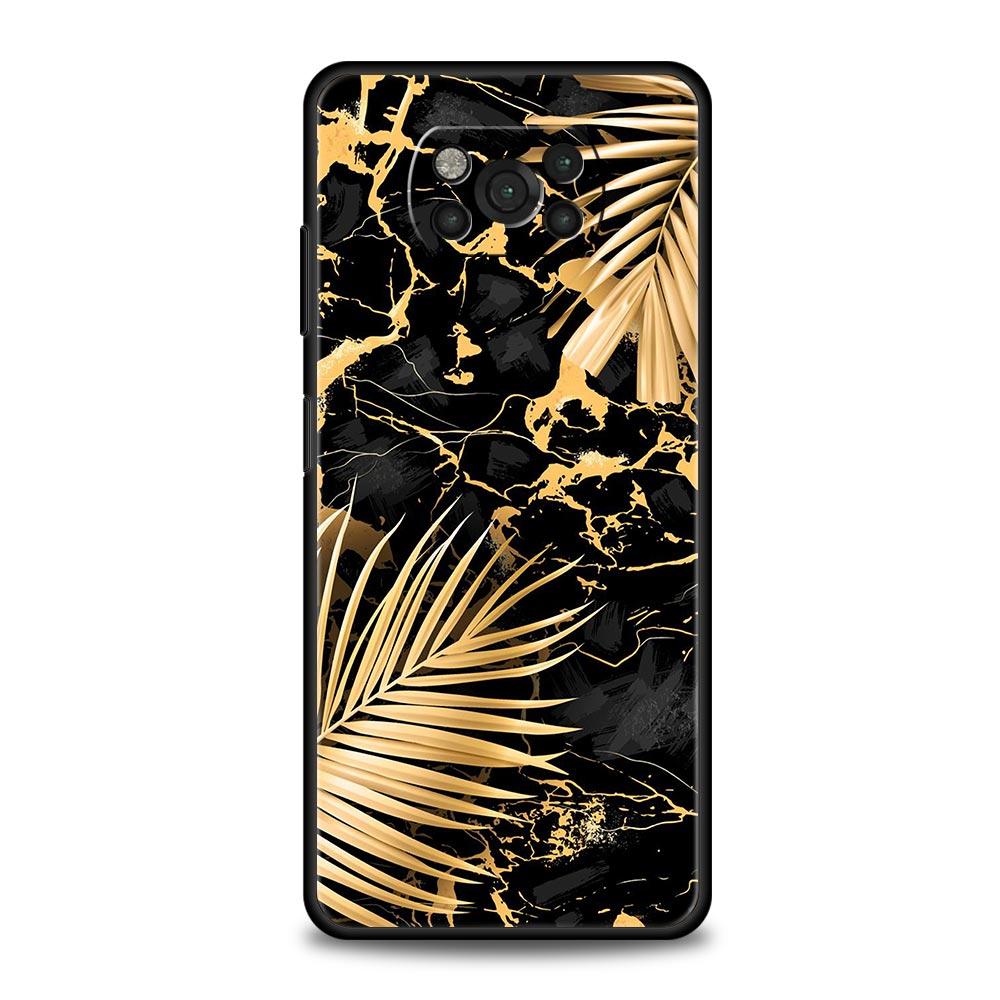 Black Gold marble tropic Phone Case For Xiaomi Poco X3 NFC M3 F3 F4 M4 X4 Mi Note 12T 12 Pro 10 11 Lite 10T 5G 11T 9T 11i Cover