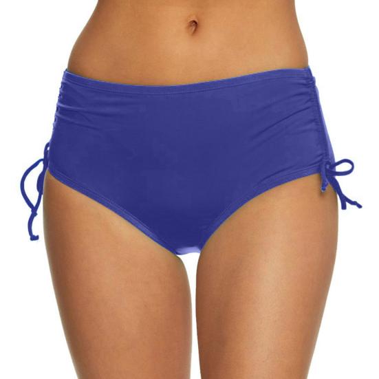 Svømmeshorts for kvinner V-snitt med snøring Bikini badedrakt bunn Justerbar gutteshorts med rynket side Badedraktbrettshorts