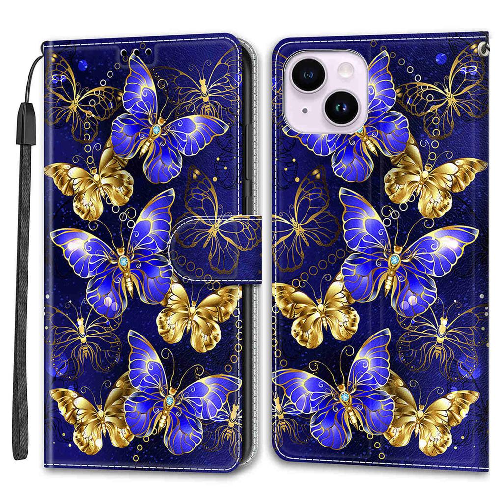 Leather Case for iPhone 14,Pattern Printed Card Holder Stand Phone Cover