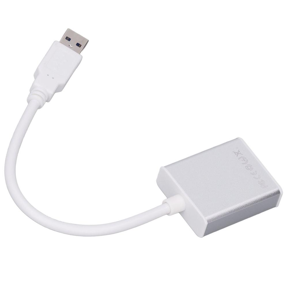 USB 3.0 to HD Multimedia Interface Adapter Aluminum Alloy Free Drive USB to HD Output Converter for Laptops Silver