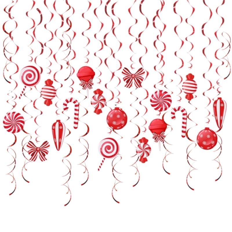

Hanging Swirls Decoration for Kids Adult Christmas Candy Swirls Candy Shimmering Party Hanging Streamers Ceiling Ornament 1