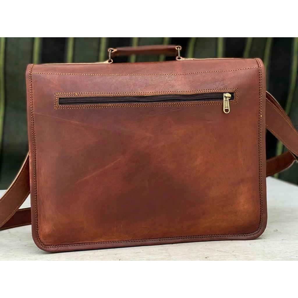 Bag Satchel  Leather Bag Men's Vintage Laptop Messenger Briefcase