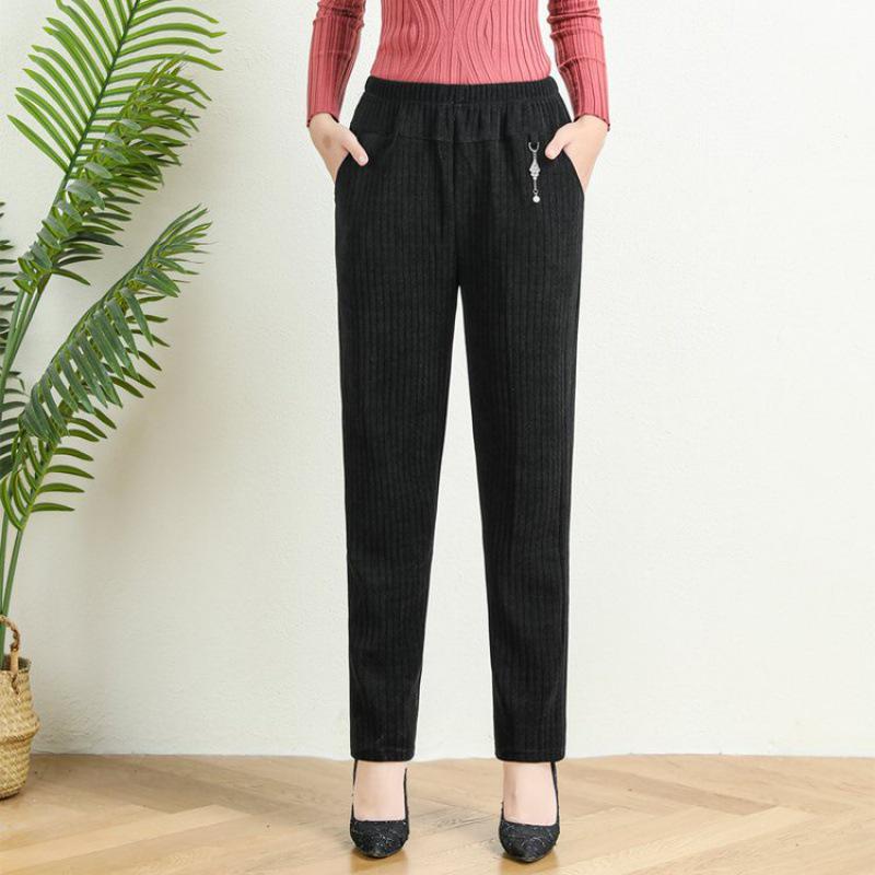 

Стильные брюки прямого кроя больших размеров для женщин среднего и пожилого возраста - Теплая, модная осенне-зимняя одежда 8XL