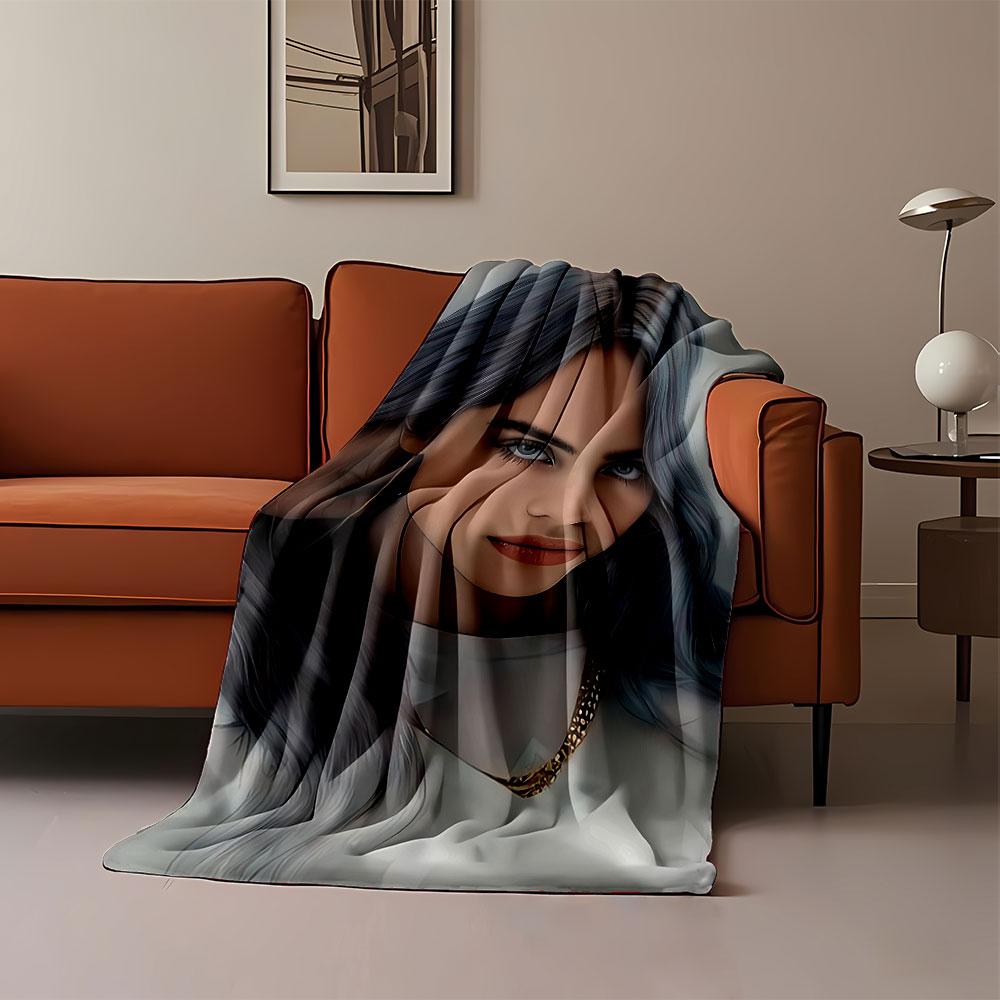 Pop Art Style Woman Portrait for All Seasons Blanket Lunch Break Throw Gift