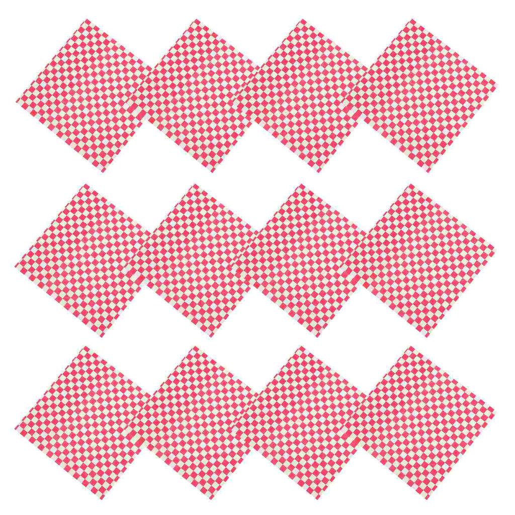 50 Sheets Checkerboard Burger Food Wrapping Paper Rice Ball Bento Baking Bread Mat Grease-proof Sandwich Basket Liners Cheese