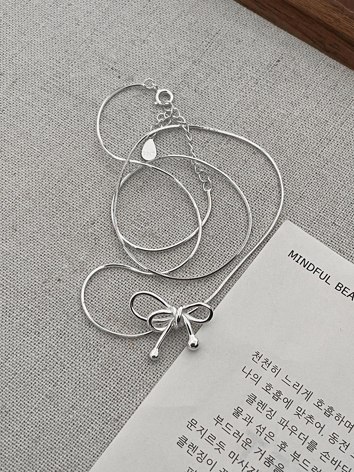 

925 sterling silver bow necklace women s exquisite sweet and gentle wind collarbone chain light luxury niche autumn and winter new neck chain 925 silver