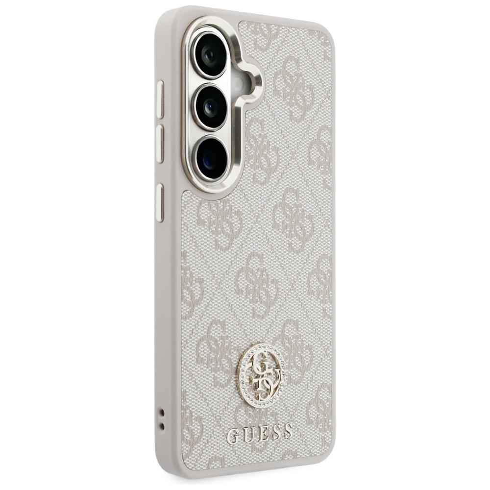 Zestaw Etui + Smycz Guess 4G Big         Rhinestone Triangle Strap Magsafe Do Samsung Galaxy S26 Różowy
