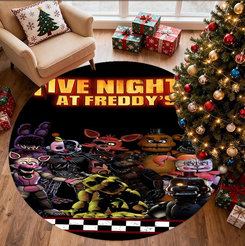 Five Nights at Freddy's Pattern Round Rug, Indoor/Outdoor Mat, for Picnic, Gameroom, Bedroom, Office, Living Room, Home Decor Carpet, Birthday Gift