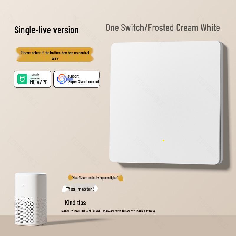 Mijia App-Compatible Smart Switch Panel: Four-Gang, Double-Gang, Double-Control, Single-Fire/Zero-Fire, Wireless, No Wiring Required