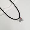 Fashionable Necklace Adornment With Black Crystal Beads Highlighting Heart And Butterfly Symbols For Modern Women