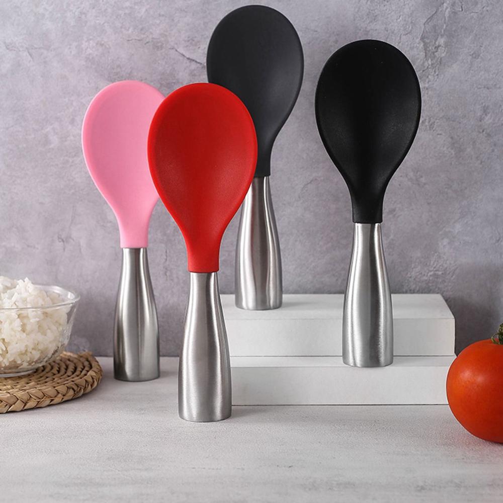 Stand-up Anti-rust Stainless Steel Non-Stick Rice Paddle Spatula Serving Spoons Rice Scooper