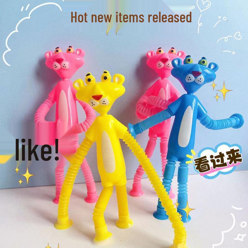Light-Up Giraffe Telescopic Tube Educational Suction Cup Toy for Parent-Child Interaction