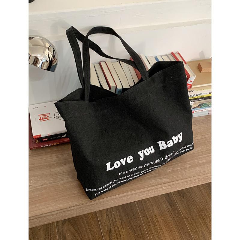Korean version of casual large-capacity underarm bag women's 2025 new letter print tote bag shoulder shopping bag