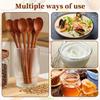 6 Pcs Small Wooden Spoons - Long Handle Mini Wooden Mixing Spoons, Handmade Wood Coffee Stirring Honey Spoon, Wood Iced Tea Spoon Non-Stick Kitchen