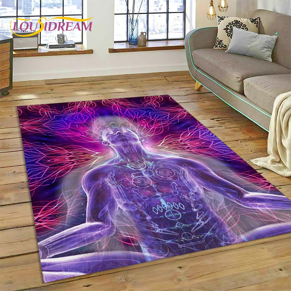 3D Yoga Meditation Rainbow 7 Chakra Rug Carpet for Living Room Bedroom Decor,floor Mat Non-slip Decoration for Sofa Doormat Gift