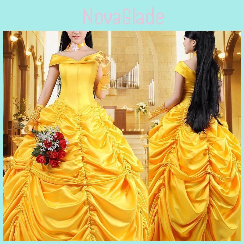 Elegante Costume Cosplay da Principessa Belle de La Bella e la Bestia, Stile Fiabesco, per Donna