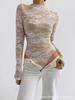 Trendy European & American Style Slim-Fit Lace Patchwork Long-Sleeve Jumpsuit