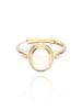 Bien Vetu 7X9Mm Cabochon Opal 925 Silver Gold Ring