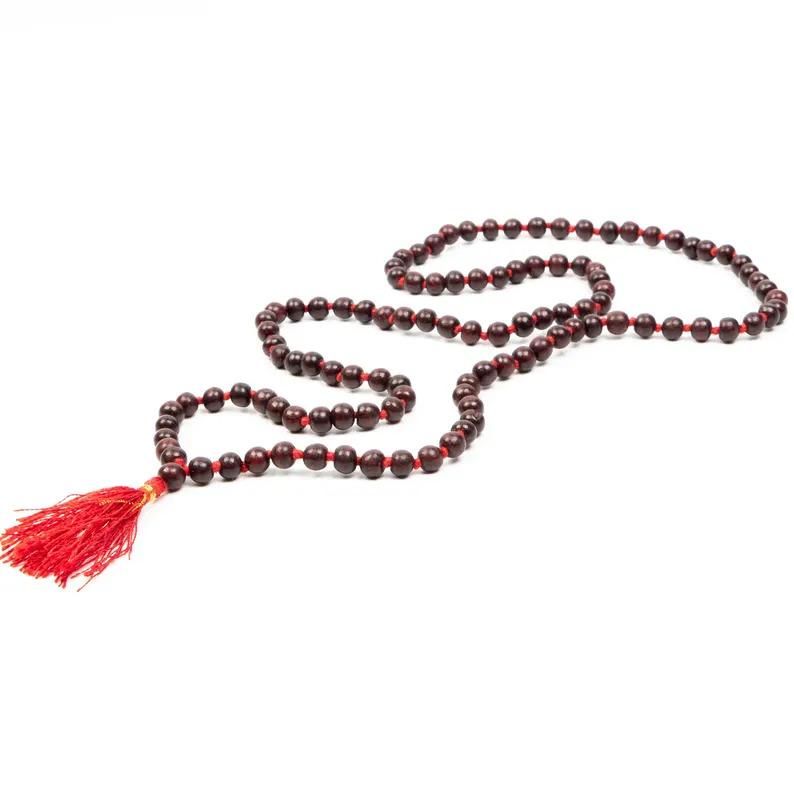 108 Bead Sandalwood Mala Necklace | Natural Sandalwood Japa Prayer Beads for Meditation, Yoga & Spiritual Healing