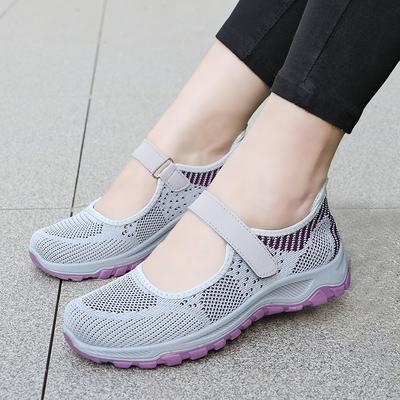 Women's Shoes Women's Cloth Shoes Comfortable Velcro Shoes Net Shoes Sandals Women's Breathable Flat Heel