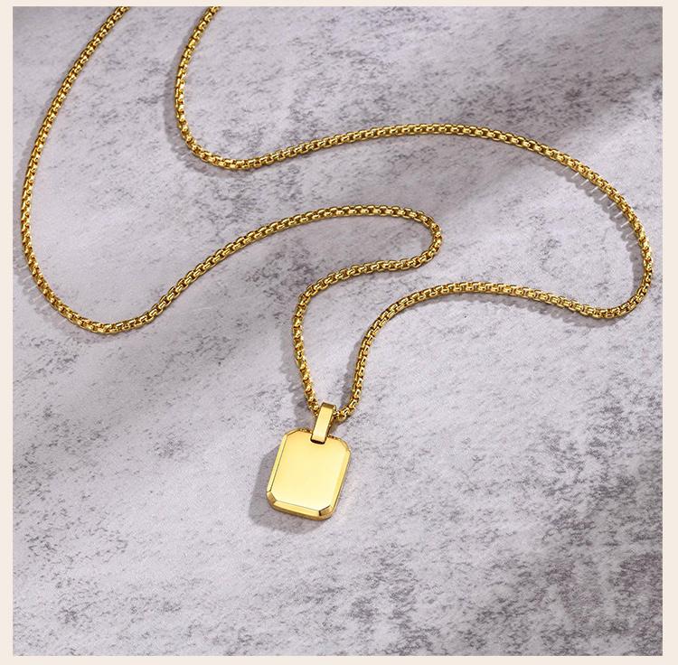 Personalized Letter Name Square Necklace For Women Men, Customized ID Tag Pendant, Stainless Steel Free Engraving Jewelry