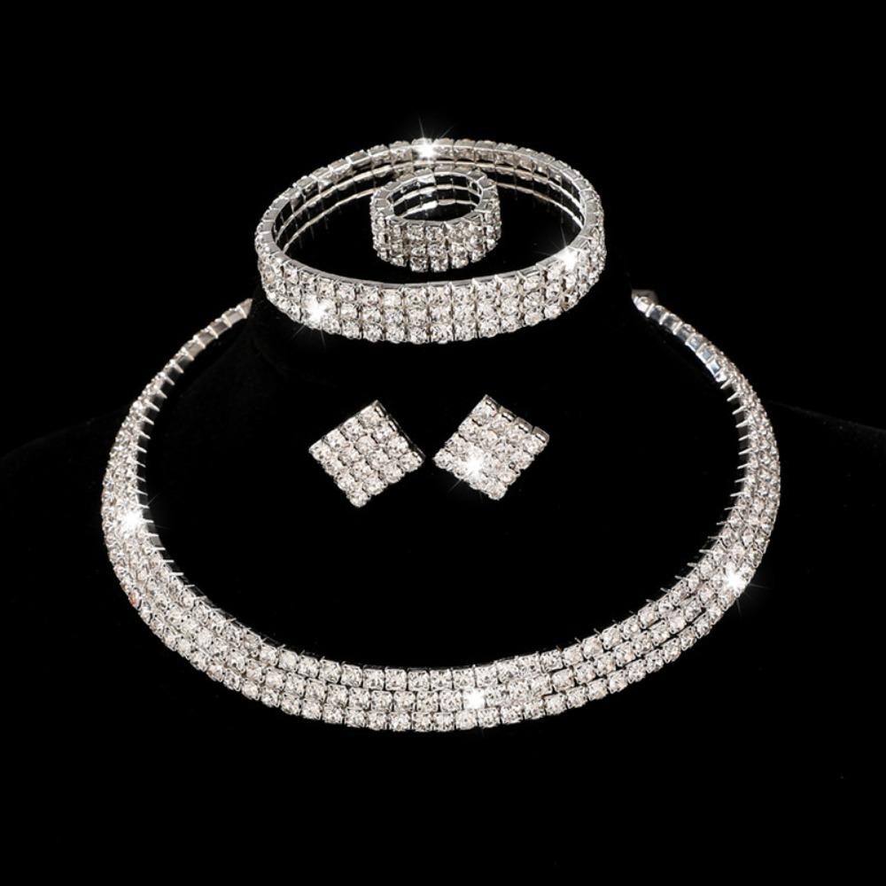 Necklace Bridal Jewelry Set Romantic Rhinestone Jewelry Set Wedding Accessories Wedding Party