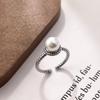 Retro Thai Silver Pearl Ring: Adjustable Twisted Design for Female Students