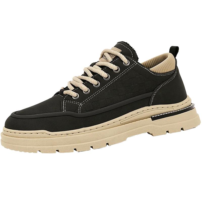 

Модные рабочие ботинки, сохраняющие тепло, мужские зимние ботинки, модные универсальные мужские байкерские ботинки, нескользящие, легкие, в британском стиле, новое поступление 39 чёрный