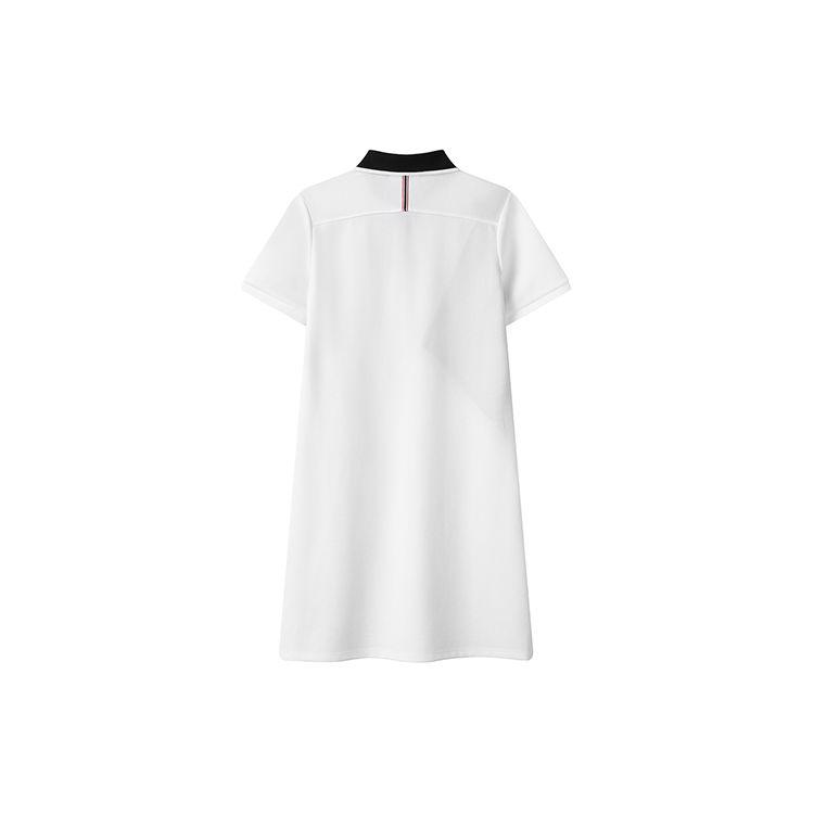 FILA Color Block Casual Polo Neck Fashion Sports Breathable Short Sleeve Dress Women dresses Standard-White F11W121324F-WT