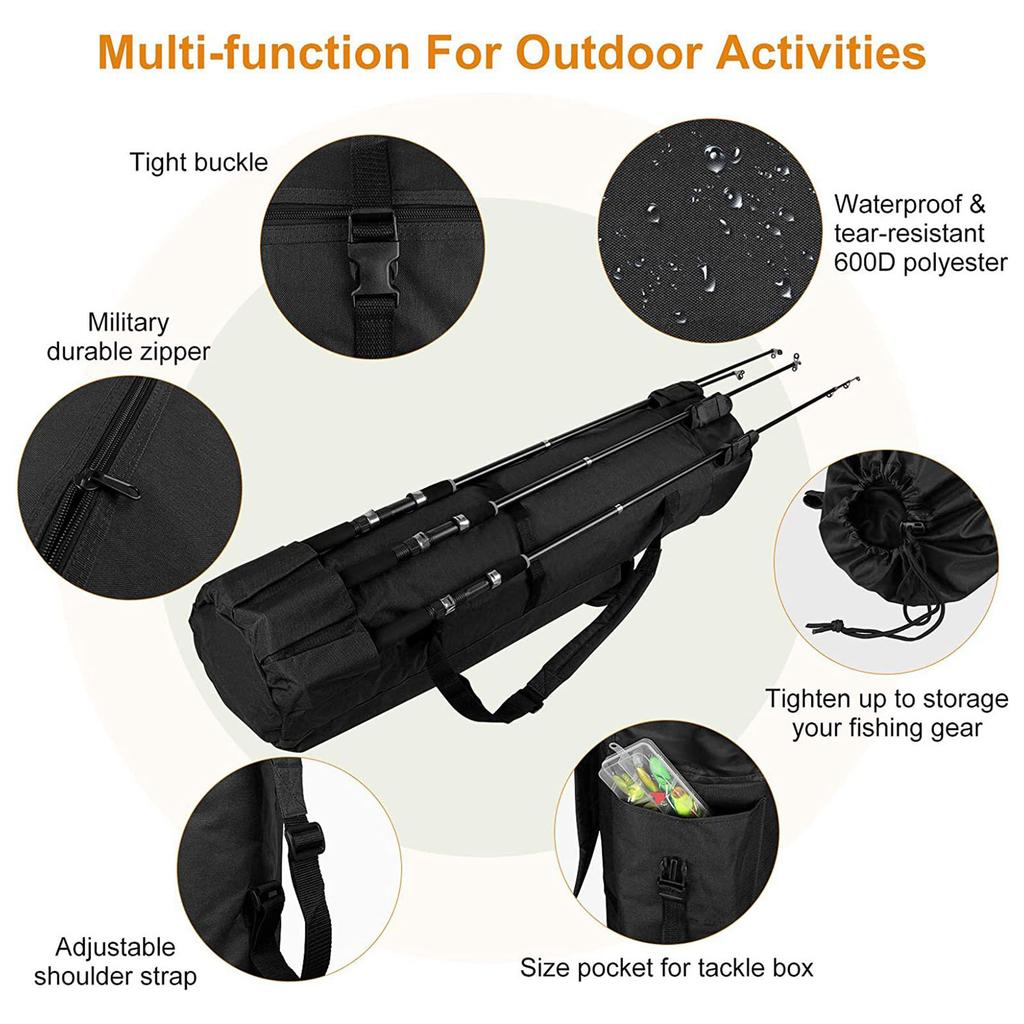 Fishing Rod Storage Bag Organizer Outdoor Portable Large Capacity Oxford Cloth Travel Carry Bag
