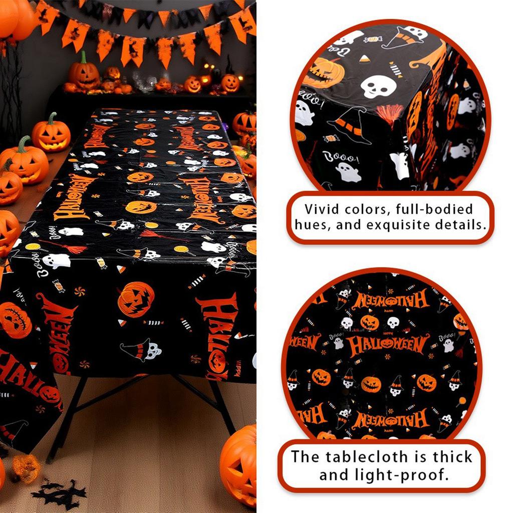 Halloween Decorative Tablecloth, Disposable Waterproof, Festival Party Dessert Table, Table Decoration Tablecloth.