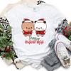 Kawaii SnowUnisex Bubu Dudu Christmas Graphic Tshirt Trendy Funny Cartoon Panda Printing Women Shirt Fashion Holiday Cotton Tees