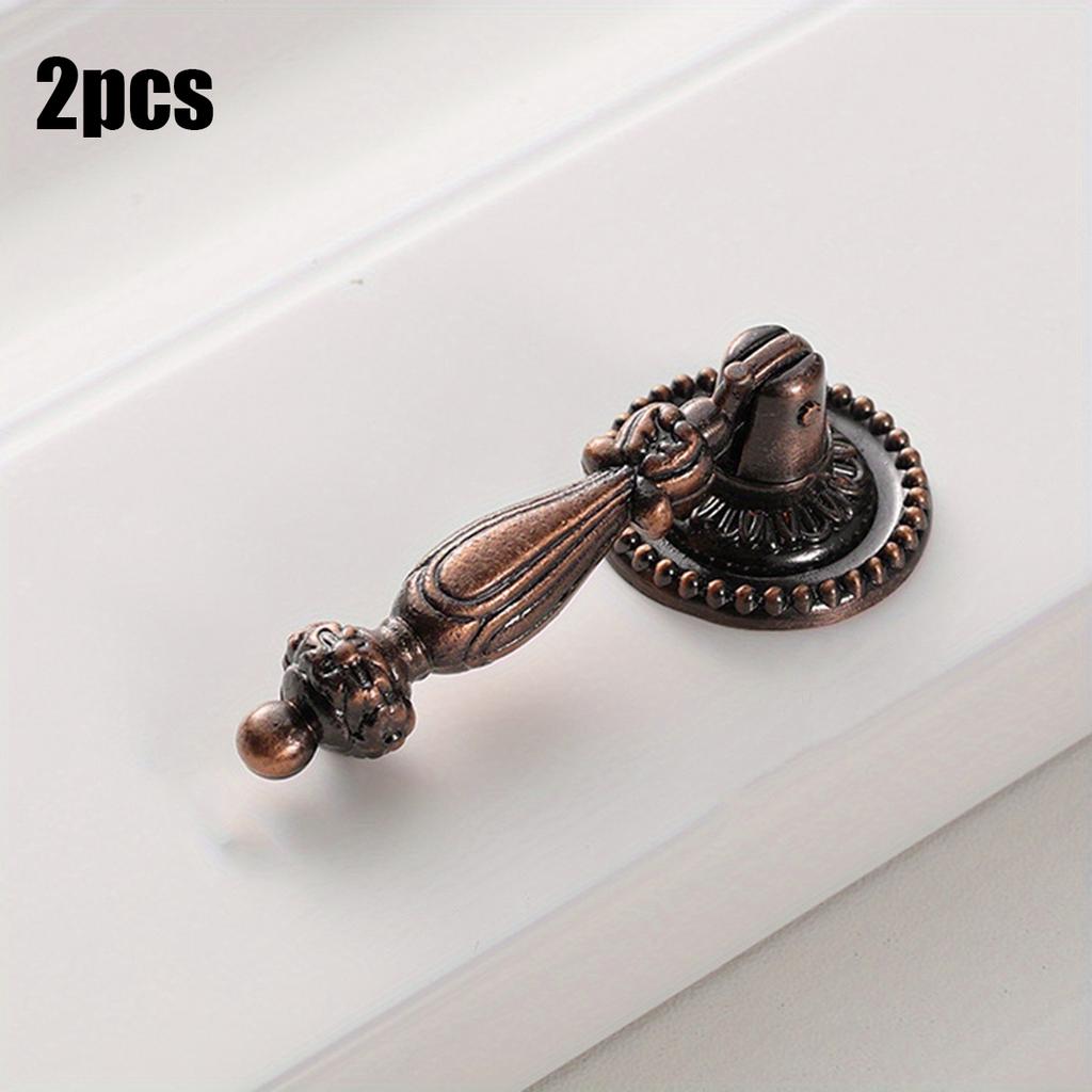 2pcs Vintage Single Hole Zinc Alloy Cabinet Door Handle, Drawer, Clothing Cabinet Handle