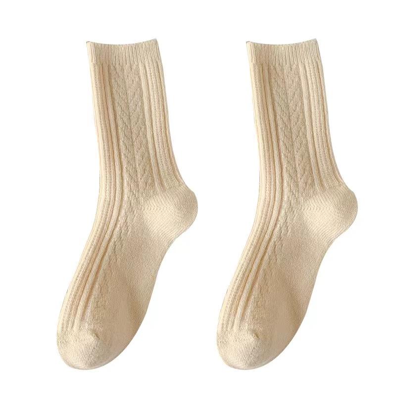 Lot New Cashmere Wool Socks Women's Winter Thicken Warm Black White Pack Set Thermal Japanese Fashion Solid Color