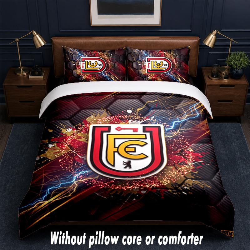 Union Berlin FC Design Bett Bettwäsche-Set 1 Bettbezug + 2 Kissenbezüge Weich Atmungsaktiv Haushalt Bettwäsche