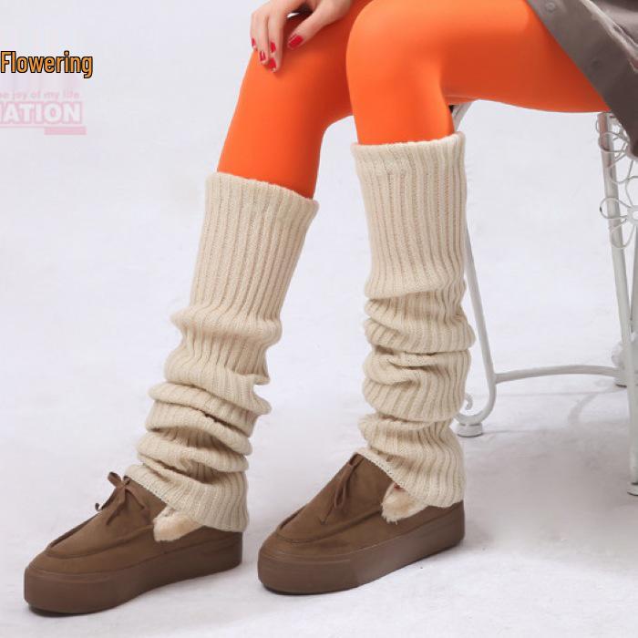 70cm Extra Long Thick Knitted Red Wool Leg Warmers for New Year and Christmas
