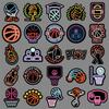 50 Neon Basketball Graffiti Stickers Personalized Sports Creative Decoration Mobile Phone Helmet Stickers Waterproof