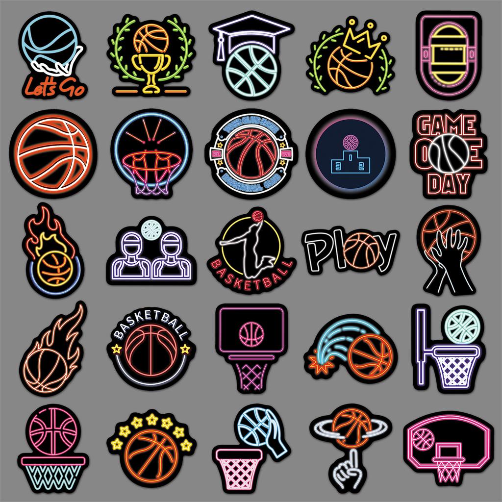 50 Neon Basketball Graffiti Stickers Personalized Sports Creative Decoration Mobile Phone Helmet Stickers Waterproof