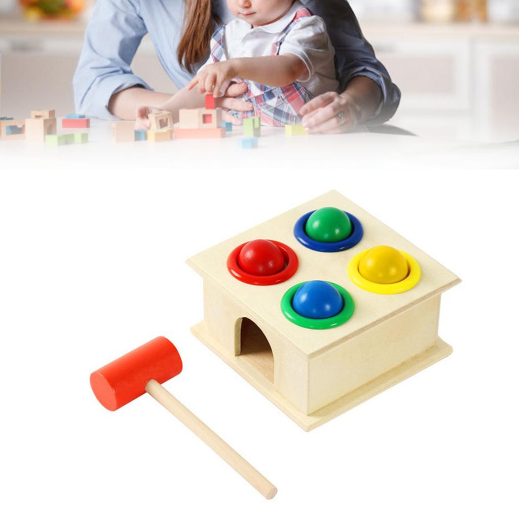 Wooden Ball Hammer Toy Early Educational Hand Eye Coordination Training Smooth Surface for Baby
