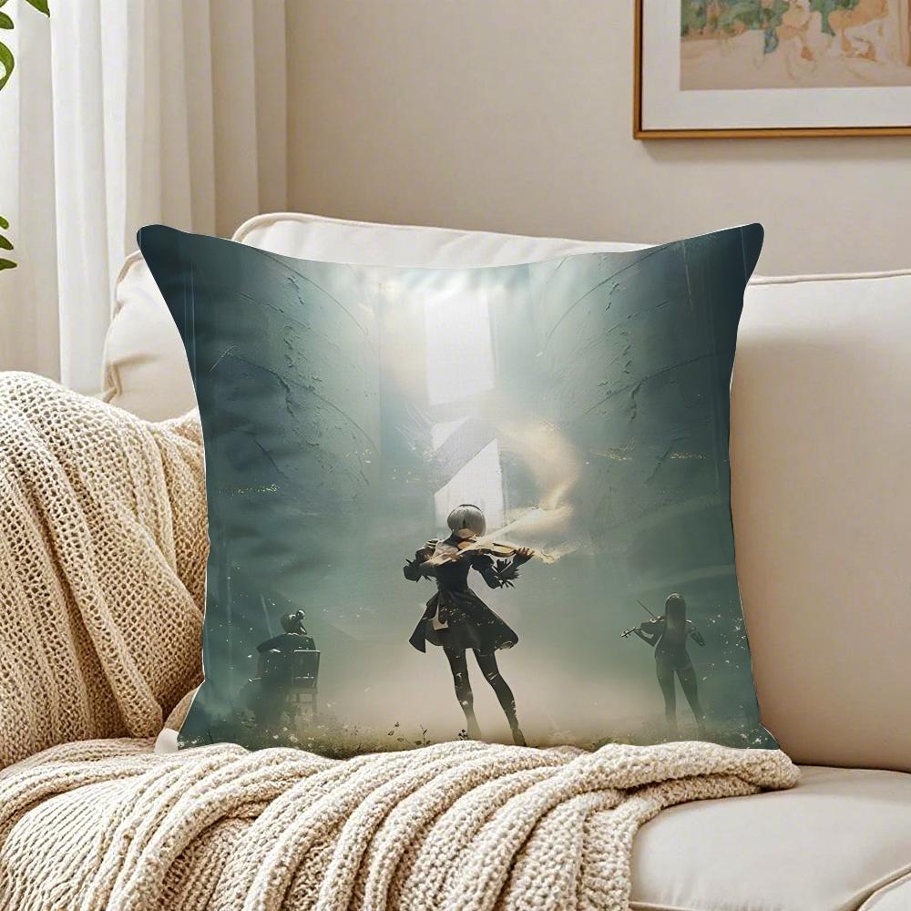 Game Philosophical NNieR AAutomata Cushion Cover Pillowcase Antidustmite Living Room Sofa Decor Cushion Room