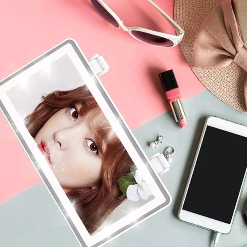 USB Interface Rechargeable Car Visor Mirror Personalized LED Car Vanity Mirror for Makeup Cosmetic Mirror with Light