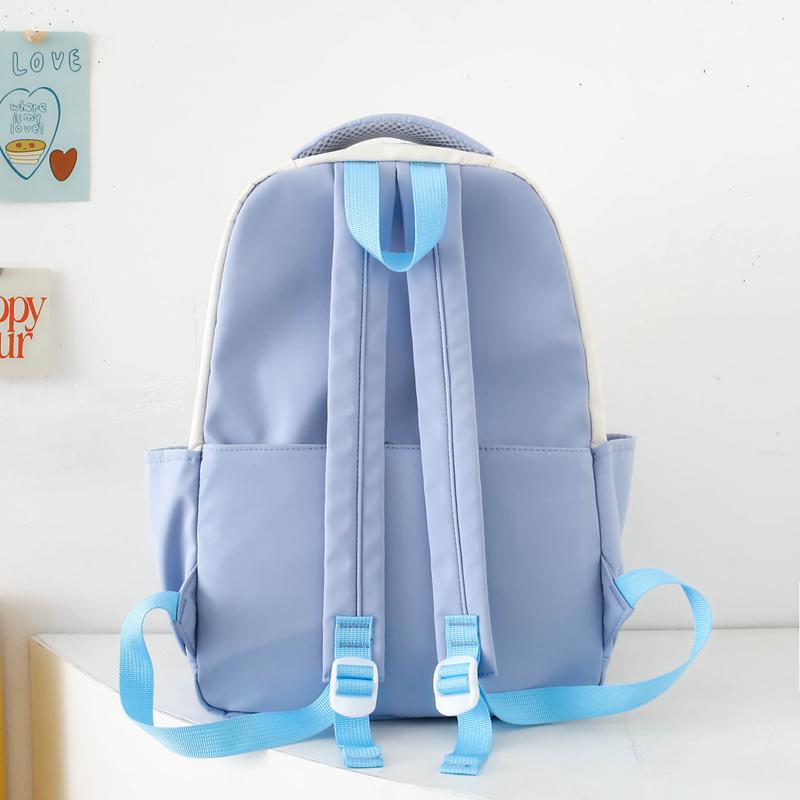 Four-Piece Backpack Set Student Schoolbag Cartoon Women's Color Block Backpack for Girls Letter Backpack