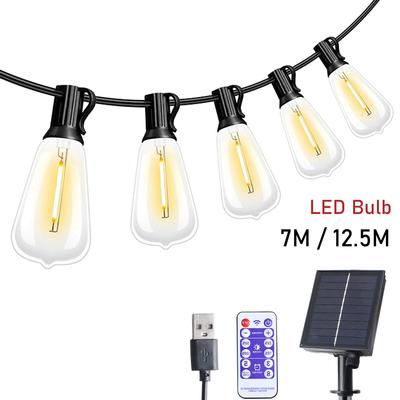Solar Festoon ST38 LED Globe String Fairy Lights Outdoor For Christmas Party Garden Decor Garland Lamp Street Patio Backyard
