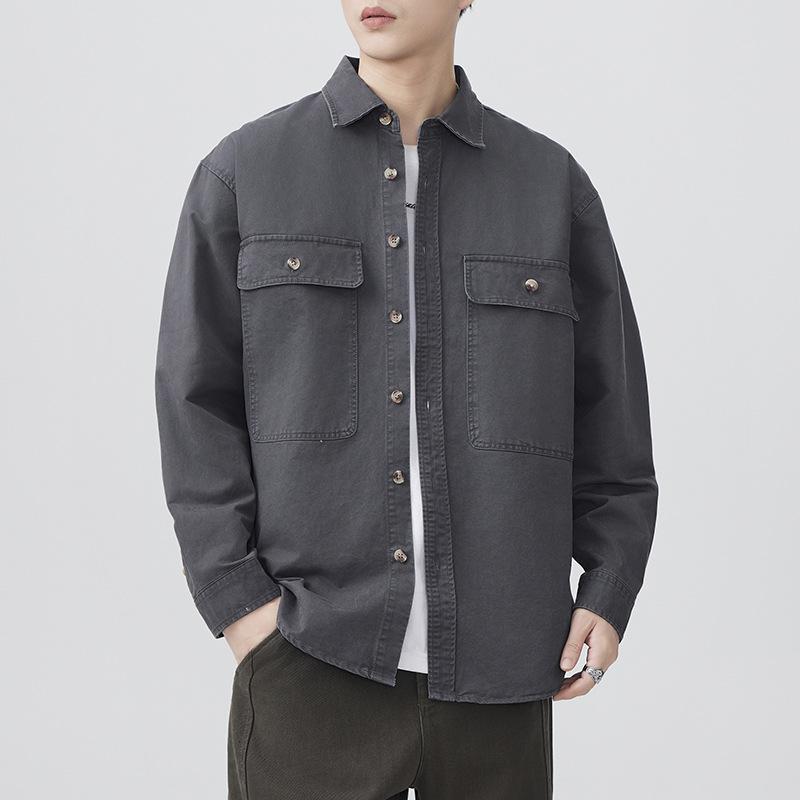 

Весна Новая Японская Ретро Мужская Свободная Хлопковая Повседневная Рабочая Рубашка в Американском Стиле с Длинным Рукавом 4XL