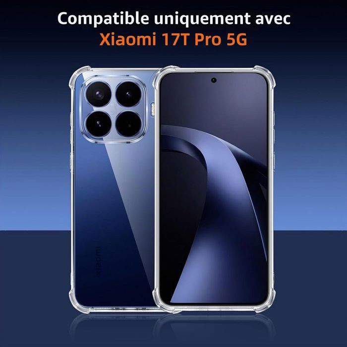 Coque pour Xiaomi 17T Pro, Protection Silicone Antichoc Slim Coins Renforcés Transparent