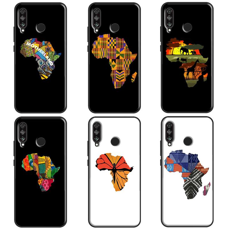 Map of Africa African Fabrics For Huawei Nova 10 SE 9 5T 12s 12i 11i Y91 Y90 Y60 Y70 Y72 Y61 P20 P30 P40 Lite P60 Pro Case
