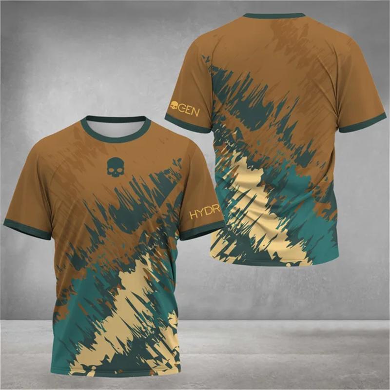 Fashion Color Striped 3D Print T Shirt For Men Outdoor Tennis Badminton Training Clothing Casual O-neck Short Sleeve Loose Tops